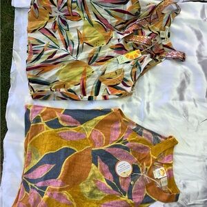 C&C California Multicolor Leaf Pattern Tops